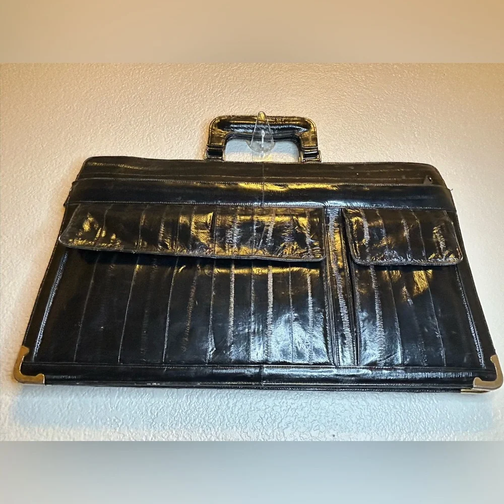 Vintage 1980s Sunco Genuine Eel Skin Briefcase Business Accessories Travel Bag